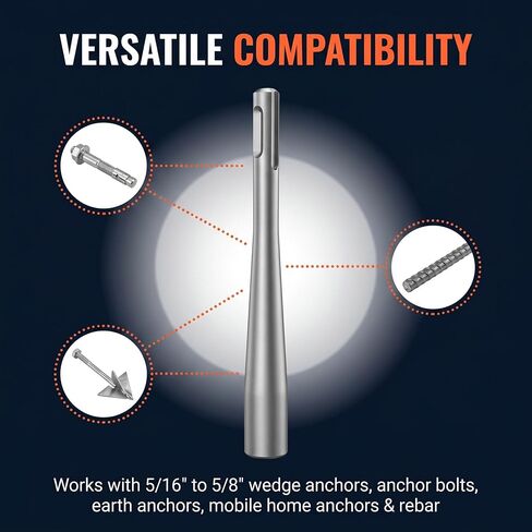 Wedge Anchor Setter for SDS Plus Rotary Hammers, 5/16"-5/8" | Drives concrete anchors, rebar, earth & mobile home anchors, bolts; Hardened steel; SDS Plus compatible; 5/16"-5/8" in Kuwait