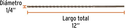 TRUPER BCT-1/4X12 Masonry Drill Bits. 7/32" Shank 1/4" 12" (305mm) in Kuwait