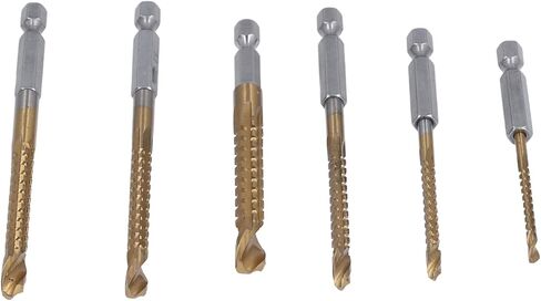 6 Pcs Set Twist Serrated Drill Bit, 3mm 4mm 5mm 6mm 6.5mm 8mm Drill Bit Set Hex Shank Drill Bit Ti Coated HSS Tool for Efficient Drilling in Kuwait