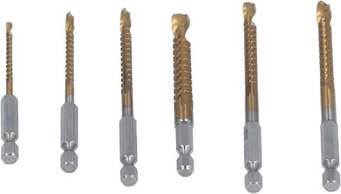 6 Pcs Set Twist Serrated Drill Bit, 3mm 4mm 5mm 6mm 6.5mm 8mm Drill Bit Set Hex Shank Drill Bit Ti Coated HSS Tool for Efficient Drilling in Kuwait