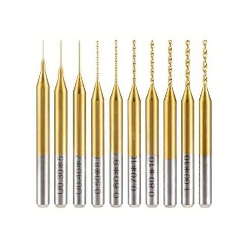 Mini Tungsten Steel Drill Bit Set 10pcs, 1.5-Inch Micro PCB Drills 0.01-0.05-Inch Titanium Coated Engraving Tools in Kuwait