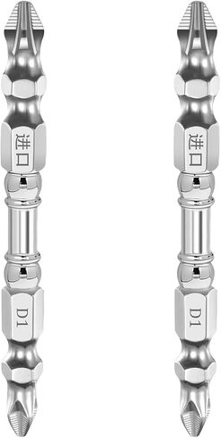 2PCS Anti Slip Double Ended Phillips Impact Screwdriver Bit Set, D1 Alloy Steel HRC63, 1/4" Hex Shank 2.56" Shock-Resistant Cross Head Bit for Impact Driver and Power Drill, Silver in Kuwait