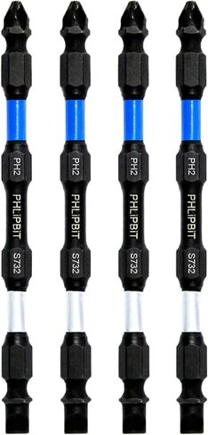 ELECTRICAL - SL7+PH2 IMPACT BIT, 4 INCH, 4pk. Double End+Double Duty, USA-4SL7PH2X4 (Silver/Blue Drives Small to Mid Size Slot/Flat/Blade + #8/10 Phillips Screw) Fits "ULT" MULTi S/Driver in Saudi Arabia