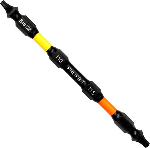 ORiGiNAL - T10+T15 IMPACT BIT, 4 INCH, 1pc. Double End+Double Duty, USA-4T10T15X1 (YELLOW/ORANGE Drives #10+15 Torx/Star/GRK Trim & Finish Screw) Fits "ULT" MULTi S/Driver in Saudi Arabia