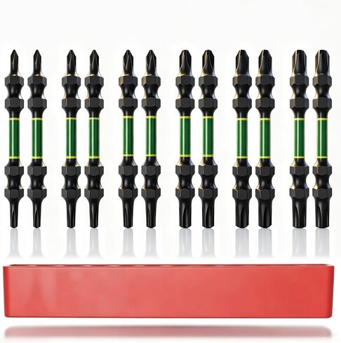 12-Piece Double-Ended Torx & Phillips Screwdriver Bit Set, 1/4" Hex Shank 65mm, Premium S2 Steel (HRC 58-62), Magnetic Impact Grade, TT10-TT30 & PH0-PH3, Heavy Duty for Impact Drivers & Power Drills in Kuwait