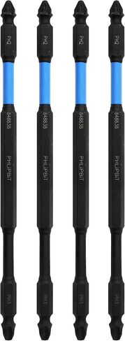 ORiGiNAL - PH2+PH3 IMPACT BiT, 6 INCH, 4pk. Double End+Double Duty, USA-6PH2PH3X4 (Blue/Black Drives #8/10/12/14-1/4" Phillips Screw) "ULT" MULTi S/Driver Compatible in Saudi Arabia