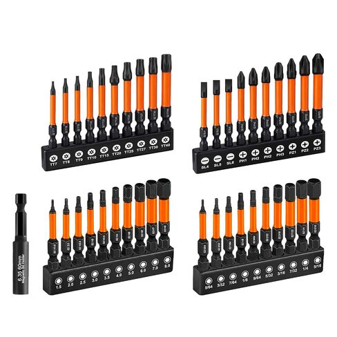Screwdriver Bit Set 2" 41PCS(Metric&SAE Hex/Torx/PH/PZ/SL), Magnetic Impact Drill Bit Set with CNC S2 Steel Tip,Security Bit Set with Bit Holder and Storage Cage in Saudi Arabia