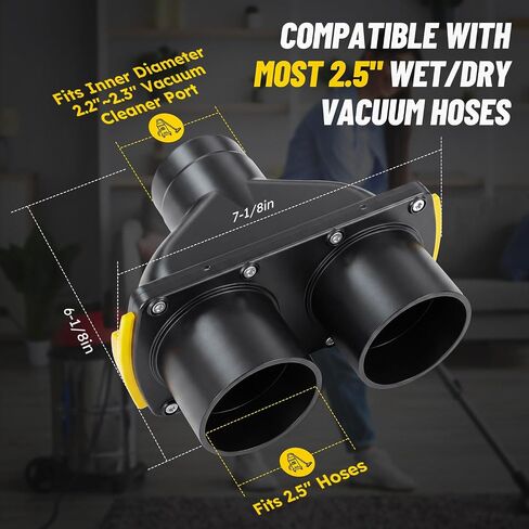 FREEKITR® Dust Collection Fittings with Blast Gates -Tight Seal | 2.5 Inch Shop Vac Hose Adapter Y Splitter, Dual-Port Airflow Control, Compatible with Ridgid & Craftsman Wet/Dry Vacuum in Saudi Arabia
