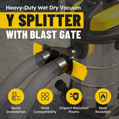 FREEKITR® Dust Collection Fittings with Blast Gates -Tight Seal | 2.5 Inch Shop Vac Hose Adapter Y Splitter, Dual-Port Airflow Control, Compatible with Ridgid & Craftsman Wet/Dry Vacuum in Saudi Arabia