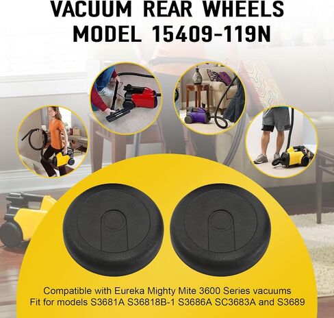 15409-119N Vacuum Rear Wheels Part for Eureka Mighty Mite 3600 Series Vacuums, SC3683, SC3686 and SC3681, Vacuum Cleaner Rear Wheel Replacement (2PACK) in Saudi Arabia