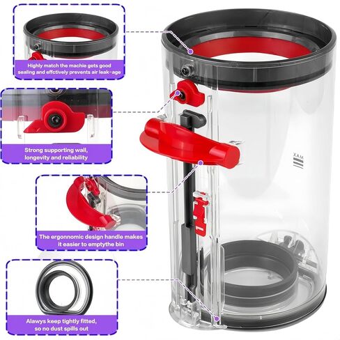 Upgraded Dust Bin for Dyson V11 V15 SV14 SV15 SV22 Vacuum Cleaner, Large Dirt Cup Canister Dustbin Replacement for V11 Torque Drive V15 Detect, Part No. 970050-01 and 965443-01 in Saudi Arabia