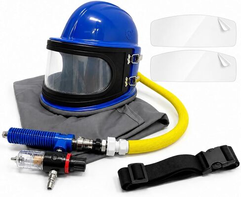 Sandblasting Hood Air Fed Sandblasting Helmet with Thermostat Air Flow Control, Full Shoulder Protective Hood Dual Anti-Fog Quick Change Lens Lightweight Blast Safety Helmet for Sandblaster in Saudi Arabia