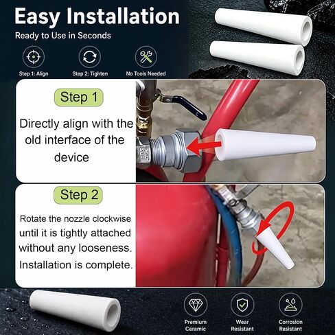 2 Pcs Large Sandblaster Nozzle Tip Ceramic 3/16 Inch ID Large Sandblasting Nozzle Replacement Sandblast Gun Nozzle Sandblasting Consumables in Saudi Arabia