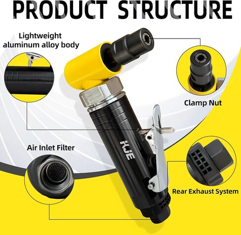 KJE Right Angle Die Grinder Kit, 90 Degree, 25000RPM, 29PCS 2" Sanding Discs, Polished Color Angle Pneumatic Die Grinder for Polishing, Grinding, Engraving, Deburring, Air Die Grinder 1/4 in Saudi Arabia