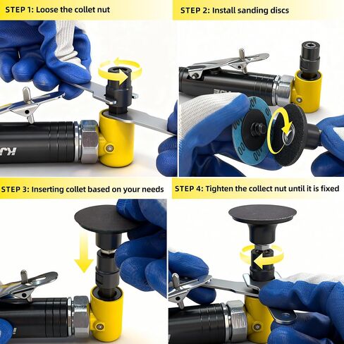KJE Right Angle Die Grinder Kit, 90 Degree, 25000RPM, 29PCS 2" Sanding Discs, Polished Color Angle Pneumatic Die Grinder for Polishing, Grinding, Engraving, Deburring, Air Die Grinder 1/4 in Saudi Arabia