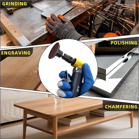 KJE Right Angle Die Grinder Kit, 90 Degree, 25000RPM, 29PCS 2" Sanding Discs, Polished Color Angle Pneumatic Die Grinder for Polishing, Grinding, Engraving, Deburring, Air Die Grinder 1/4 in Saudi Arabia