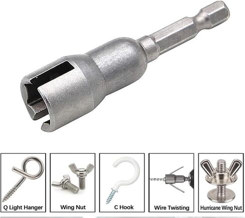 Wing Nut Driver, 1/4 Inch Hex Shank Socket Adapter, 2 Pack for C Hook, Eye Bolt, Wire Twisting, Silver, 2.6 in in Saudi Arabia
