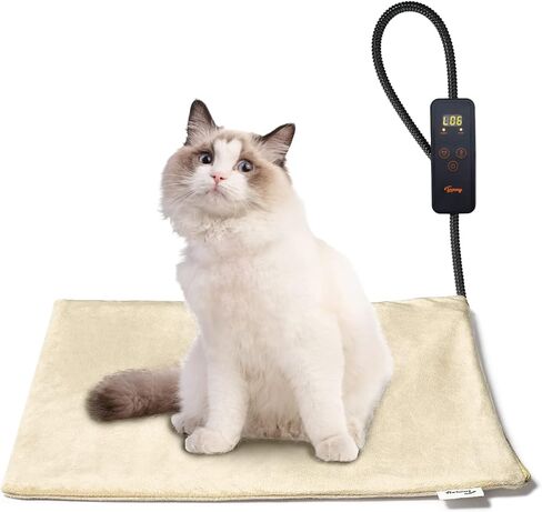 Toozey Pet Heating Pad, 6 Adjustable Temperature Dog Cat Heating Pad with Timer, Waterproof Heated Cat Bed with Chew Resistant Cord, Indoor Electric Pet Heated Mat 18x16in in Saudi Arabia
