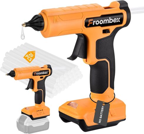 FROOMBEX Cordless Hot Glue Gun 100W Compatible with Dewalt 20V Max Battery, Full Size Electric Glue Gun with 20pcs Sticks for DIY, Arts, Crafts & Home Repair, Industry (No Battery) in Kuwait