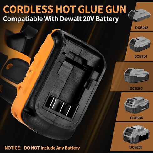 FROOMBEX Cordless Hot Glue Gun 100W Compatible with Dewalt 20V Max Battery, Full Size Electric Glue Gun with 20pcs Sticks for DIY, Arts, Crafts & Home Repair, Industry (No Battery) in Kuwait