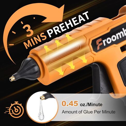 FROOMBEX Cordless Hot Glue Gun 100W Compatible with Dewalt 20V Max Battery, Full Size Electric Glue Gun with 20pcs Sticks for DIY, Arts, Crafts & Home Repair, Industry (No Battery) in Kuwait