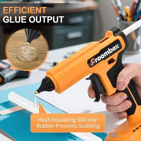 FROOMBEX Cordless Hot Glue Gun 100W Compatible with Dewalt 20V Max Battery, Full Size Electric Glue Gun with 20pcs Sticks for DIY, Arts, Crafts & Home Repair, Industry (No Battery) in Kuwait