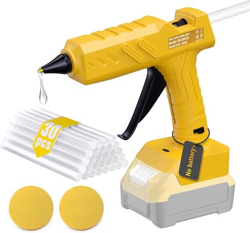 60W Cordless Hot Glue Gun for DeWalt 20V MAX Battery(Battery Not Included),Wireless Power Glue Gun Full Size with 30pcs Glue Sticks for Art DIY Craft Home Repair School (Tool Only) in Kuwait