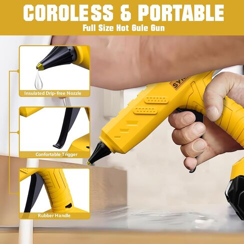 60W Cordless Hot Glue Gun for DeWalt 20V MAX Battery(Battery Not Included),Wireless Power Glue Gun Full Size with 30pcs Glue Sticks for Art DIY Craft Home Repair School (Tool Only) in Kuwait