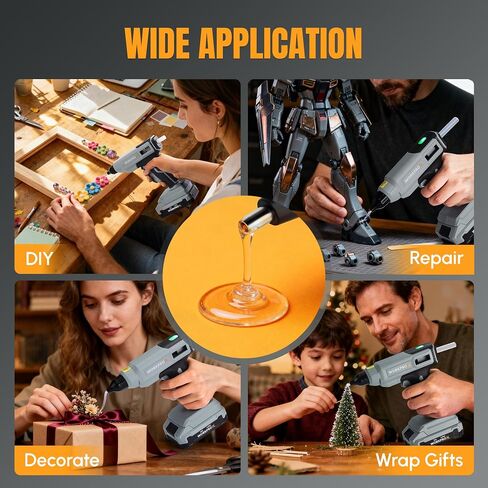WORKPROX Cordless Hot Glue Gun, 90min Runtime, 20V Rechargeable Full-Size Glue Gun Kit with 20pcs Glue Sticks, 2Ah Battery, USB-C Charging Cord, Smart Power-Off for DIY Crafts, Repair, School Projects in Kuwait