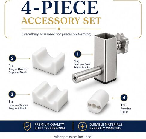 Spoon Ring Maker Attachment for 1" Shaft Arbor Press, 3-Piece Silverware Bending Dies for Jewelry Making, Bracelet Forming, Flatware Crafts and DIY Metalworking, Press Not Included in Kuwait