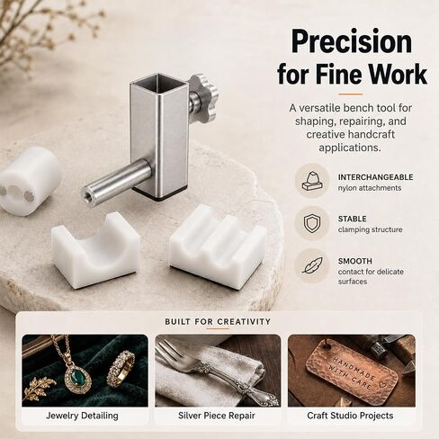 Spoon Ring Maker Attachment for 1" Shaft Arbor Press, 3-Piece Silverware Bending Dies for Jewelry Making, Bracelet Forming, Flatware Crafts and DIY Metalworking, Press Not Included in Kuwait