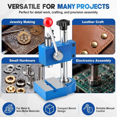 Manual Arbor Press J03-0.2a 2kn Spring Loaded Precision Manual Shaft Press Heavy Duty Benchtop Hole Punch Machine with Adjustable Stroke for Leather Jewelry Metal Punching, Bending in Kuwait