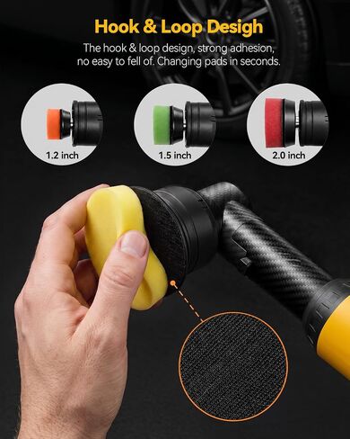 Cordless Mini Car Buffer Polisher Fit for Dewalt 20V Battery(No Battery) | RO/DA Mini Car Polisher with 8 Speeds 2500‑6000 RPM, LED Display for Car Boat Polish in Kuwait