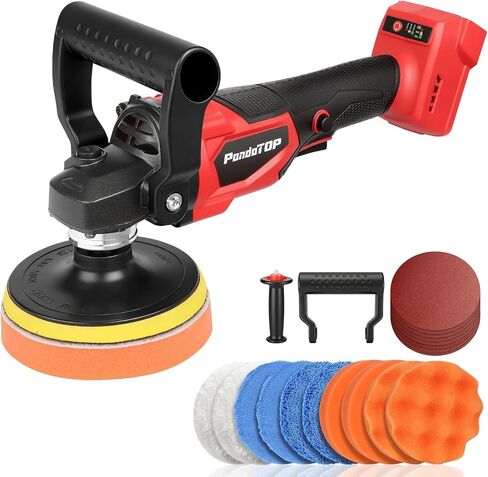 Cordless Buffer Polisher for Mil-waukee M18 Battery, Brushless Rotary Car Buffer Polisher, Variable Speed 1000-6000 RPM, Detachable Handle Polisher for Car Detailing, Sanding Waxing (No Battery) in Kuwait