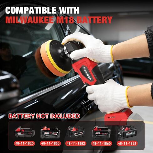 Cordless Buffer Polisher for Mil-waukee M18 Battery, Brushless Rotary Car Buffer Polisher, Variable Speed 1000-6000 RPM, Detachable Handle Polisher for Car Detailing, Sanding Waxing (No Battery) in Kuwait