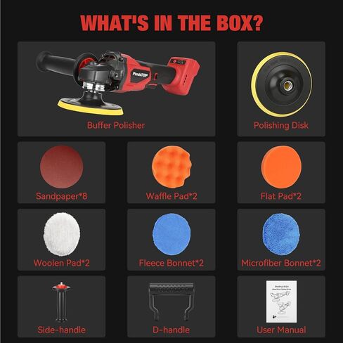 Cordless Buffer Polisher for Mil-waukee M18 Battery, Brushless Rotary Car Buffer Polisher, Variable Speed 1000-6000 RPM, Detachable Handle Polisher for Car Detailing, Sanding Waxing (No Battery) in Kuwait