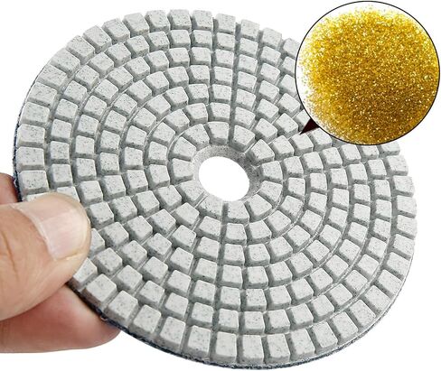 LOZLIN 4 Inch Diamond Polishing Pads with 5/8’’-11 Backer Pad,16PCS Wet/Dry Stone Polish Kit for Drill,Angle Grinder,Rock Polisher,50-10000 Grit for Concrete,Marble,Quartz,Tile,Countertop & Rock in Kuwait