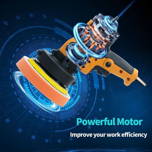 Car Buffer Polisher, 1000-4500RPM Variable Speed, with Polishing Discs Set for Auto Detailing and Waxing in Kuwait