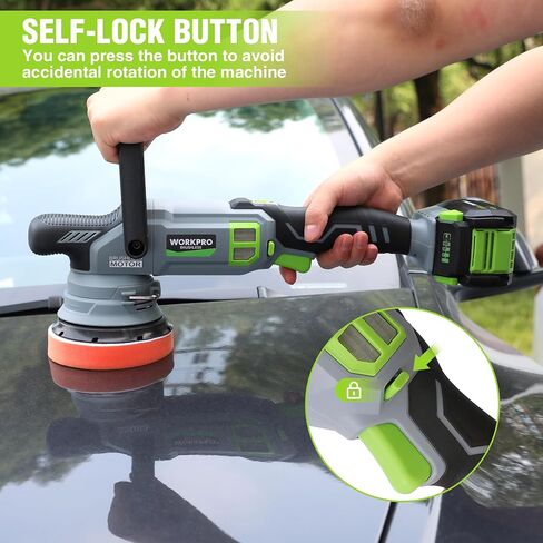 WORKPRO 5" Cordless Car Buffer Polisher, 20V Professional Brushless Polisher with 4.0Ah Battery, Orbital Pulidora De Autos Inalambrica with 7 Speed, Random Polisher Kit for Car Detailing, Waxing in Kuwait