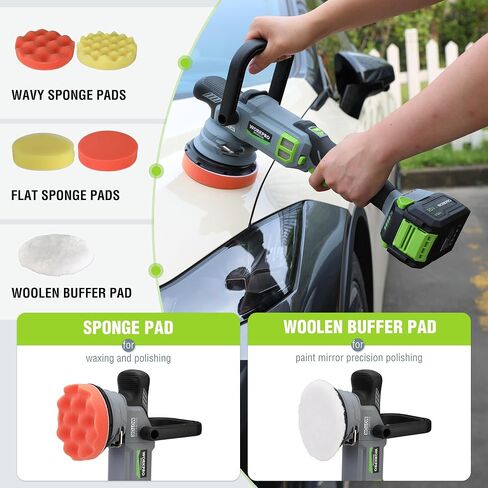 WORKPRO 5" Cordless Car Buffer Polisher, 20V Professional Brushless Polisher with 4.0Ah Battery, Orbital Pulidora De Autos Inalambrica with 7 Speed, Random Polisher Kit for Car Detailing, Waxing in Kuwait