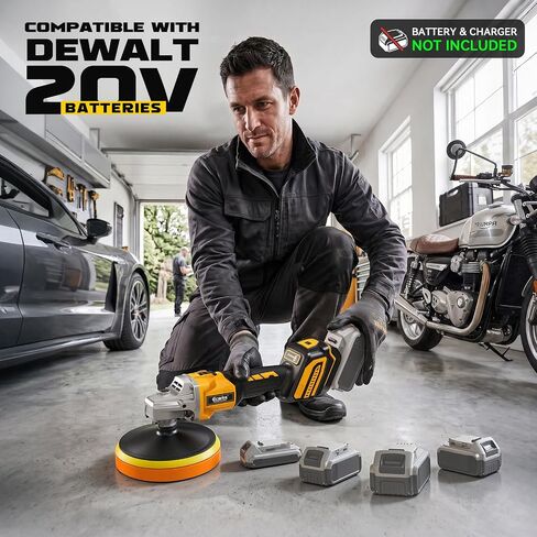 Ecarke Cordless Car Buffer Polisher Kit Compatible with Dewalt 20V Battery(Tool Only), 7-Inch Brushless Rotary Polisher, 7 Variable Speed 6000RPM for Car Polishing/Waxing, 16PCS Polishing Accessories in Kuwait