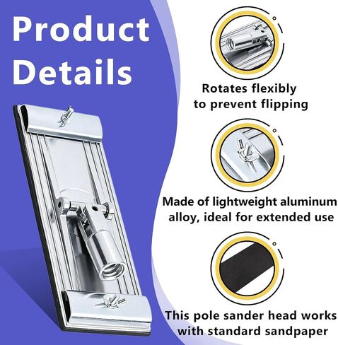 No-flip Pole Sander Head for Drywall Featuring Quick Release Clips, Universal Coarse Thread and Male Threaded Design for Wall and Ceiling Sanding, Head Only in Kuwait