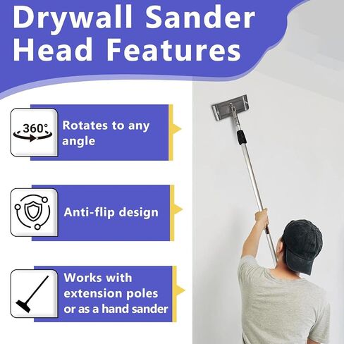 No-flip Pole Sander Head for Drywall Featuring Quick Release Clips, Universal Coarse Thread and Male Threaded Design for Wall and Ceiling Sanding, Head Only in Kuwait