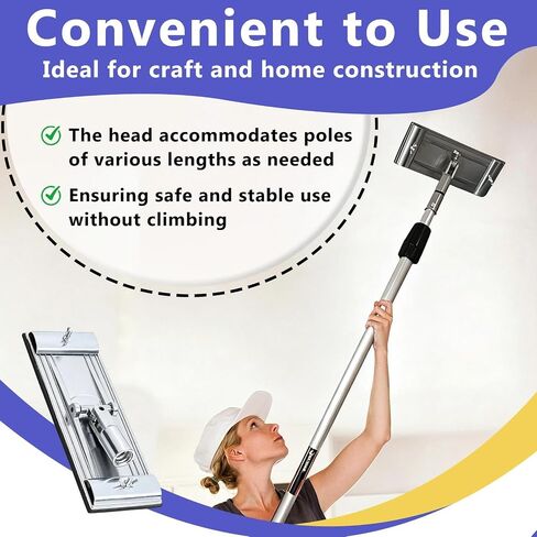 No-flip Pole Sander Head for Drywall Featuring Quick Release Clips, Universal Coarse Thread and Male Threaded Design for Wall and Ceiling Sanding, Head Only in Kuwait