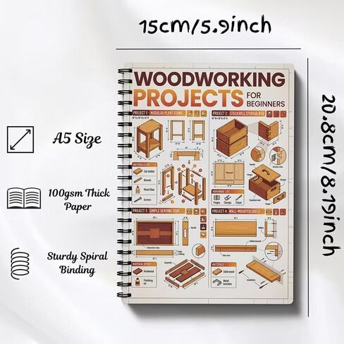 Woodworking Plans Spiral Bound Blueprints and Templates with Dimensions for Beginners DIY Projects Home Workshop, A1 in Kuwait
