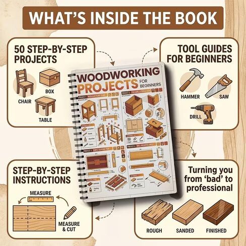 Woodworking Plans Spiral Bound Blueprints and Templates with Dimensions for Beginners DIY Projects Home Workshop, A1 in Kuwait