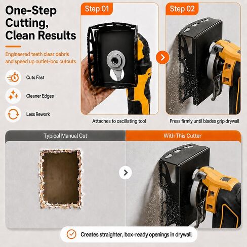 Upgrade Square Slot Cutter for Oscillating Tools, 2Pcs Drywall Outlet Box Cutting Blades Compatible with Dewalt 20V & Milwaukee M18, Hardened Steel Multi-Tool Blade in Drywall, Wood & Plastic in Kuwait