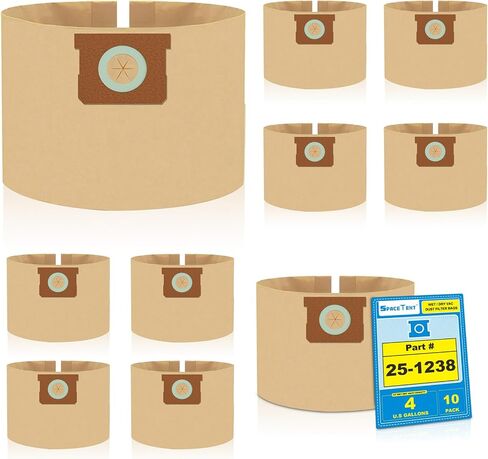 SpaceTent 5 Pack Replacement Shop Vac Filter Bags 25-1238 for Stanley and Porter-Cable 4 Gallon Wet Dry Vacuums PCX18301-4B SL18301-3B, Part# AT25-1238 in Kuwait