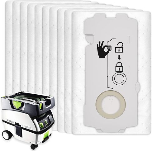 10 Pack 204308 Vacuum Bags for Festool CT Mini CT MIDI Yom 2019 onwards, Dust Collector Bags Dust Extractor Accessories Vacuum Replacement Filter Bags in Kuwait