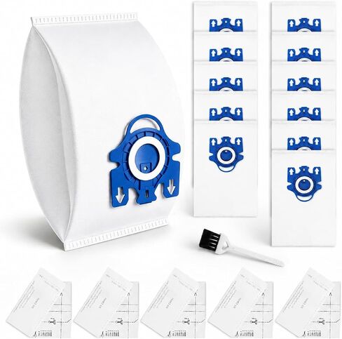 12PCS Disposable 3D AirClean GN Vacuum Bags: for Miele GN Air Vacuum Cleaner Dust Bag, for Miele Classic C1, Complete C1 C2 C3, S227, S240, S270, S280, S400, S2, S5, S8 Series Vacuum, 4.5L Capacity in Kuwait